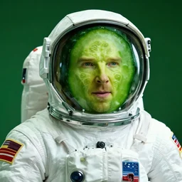 green astronaut suit face benedict cumberbatch, big cucumber!!!