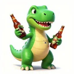 barnie the dinosaur holding a broken beer bottle, art gta 5 cover, official fanart behance hd artstation by jesper ejsing, by rhads, makoto shinkai and lois van baarle, ilya kuvshinov, ossdraws