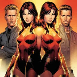 michael golden and j. scott campbell comic cover art, full body jean grey phoenix, perfectly symmetrical facial features, tight fit, rim lighting, vivid colors, j. bill sienkiewicz