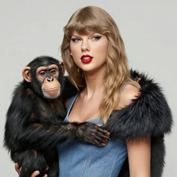 Taylor Swift with a chimpanzee, trending on artstation