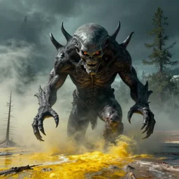 Cthulhu emerging from yellowstone
