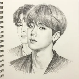 pencil sketch of RM from BTS by WOLP, Ross Tran, sakimichan