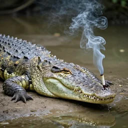 a crocodile smoking a joint