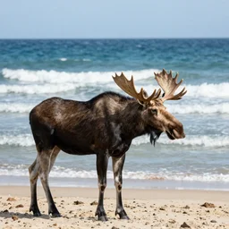 photo of a moose at the beach in Tel Aviv, 50mm, beautiful photo