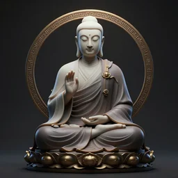 Half cyborg half monk discovering enlightenment, 3d matte illustration, dark atmosphere, 8k, cinematic lighting, symmetry, elegant, ornate, hyper realistic, zen