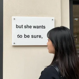 there's a sign on the wall, but she wants to be sure,,