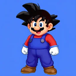screenshot of goku as a character in super mario world, pixel perfect, snes emulation, high fidelity, 3 2 bits