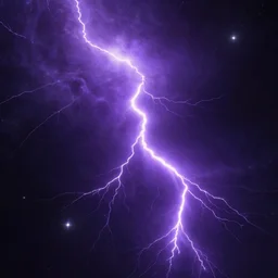 purple lightning in space, stars, nebula, matte painting, futuristic, sci fi, style of tim barton digital painting, trending on artstation, high detail, volumetric lighting, godrays
