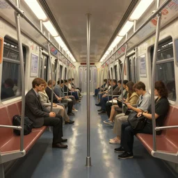 perfectly - illustration of empty subway train interior, intricate, highly detailed, digital painting, artstation, concept art, smooth, sharp focus, illustration, unreal engine 5, 8 k, art by artgerm and greg rutkowski and alphonse mucha
