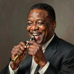 a portrait of louis armstrong telling a joke, by greg manchess, dramatic lighting, highly detailed digital painting