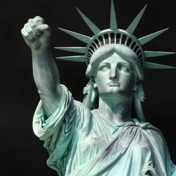 a portrait of lady liberty punching China