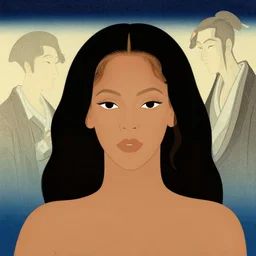a stylized minimalist portrait of beyonce by hiroshige utagawa and greg rutkowski weta studio and lucasfilm inktober behance hd global illumination - c 1 0