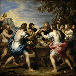 renaissance era painting of a food fight
