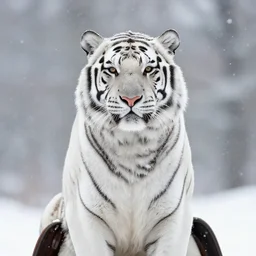 face portrait of mila kunis riding mounted on a fat chonky large white tiger, wintery scene, snow storm, donato giancola, joseph christian leyendecker, lilia alvarado, sophie anderson, mark arian, bob byerley, charlie bowater, mark brooks, justin gerard, ross tran, wlop, william adolphe bouguereau