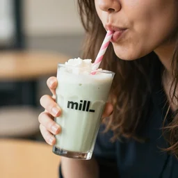 person drinking a millshake