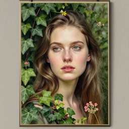 stylized portrait of an artistic pose, composition, young lady sorrounded by nature, ivy's, flowers, one single head, realistic shaded, fine details, realistic shaded lighting poster by ilya kuvshinov, magali villeneuve, artgerm, jeremy lipkin and michael garmash and rob rey