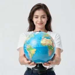 Woman holding globe
