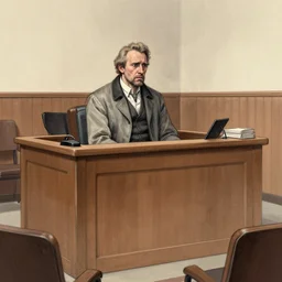 courtroom sketch of the hamburgler sitting in the witness stand looking fearful