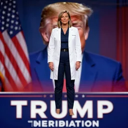 a pretty psychotherapist standing on a limp trump