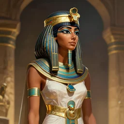 egyptian woman tan skin in armor, priestess, robert mccall, by donato giancola by digital art, ambient lighting