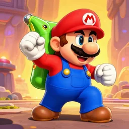 the super mario bros roid raging, in the style of borderlands