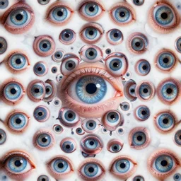 An infinite repetition of eyes fractaling into more eyes forever,