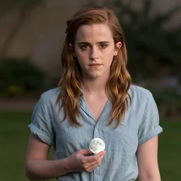 emma watson holding a small moon in her pocket