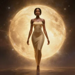 black african princess, warm volumetric lighting, cosmic, symmetric, highly detailed, elegant, concept art, heavenly, god rays, golden glow, intricate, sharp focus, illustration, alexandros pyromallis, bouguereau, rutkowski, artgerm, alphonse mucha