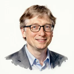 beautiful portrait of young bill gates on watercolor. trending at artstation