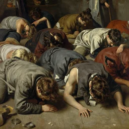 high quality high detail painting by ilya repin, people crawling on the floor, hd
