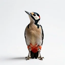 curious woodpecker, professional studio photo, full body, isolated on a pure white background, centered, entire subject in frame, sharp focus, soft studio lighting