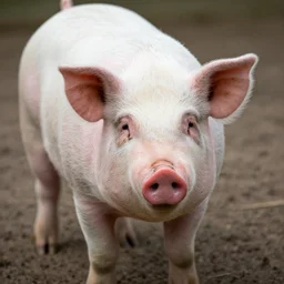 pig with human body, sick eyes