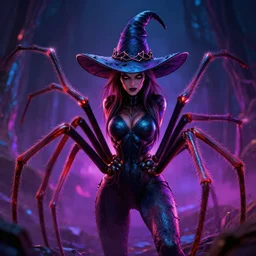 photorealistic spider witch. hyperdetailed photorealism, 1 0 8 megapixels, amazing depth, glowing rich colors, powerful imagery, psychedelic overtones, 3 d finalrender, 3 d shading, cinematic lighting, artstation concept art