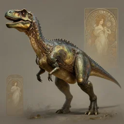 steampunk dinosaur , diffuse lighting, fantasy, intricate, elegant, highly detailed, lifelike, photorealistic, digital painting, artstation, illustration, concept art, smooth, sharp focus, art by John Collier and Albert Aublet and Krenz Cushart and Artem Demura and Alphonse Mucha