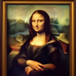 Monalisa painting a portrait of Leonardo Da Vinci,