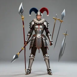 full body photo of a female harlequin warrior with weapons _n 6