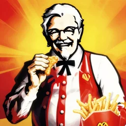 colonel sanders eating a big mac