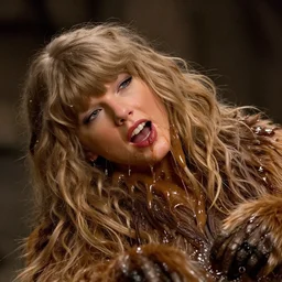 film still of taylor swift being swallowed by jabba the hut, in the movie star wars. goo, saliva, sweat, oily substances.