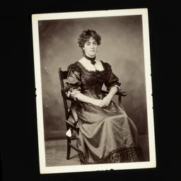 concept art, 1 9 th century spirit photography, victorian woman in a chair, torn photo