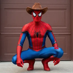 spiderman dressed as a cowboy