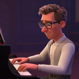 Bill Evans Pixar Movie, jazzman, pianist, 3D animated