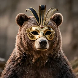 bear using a venetian mask