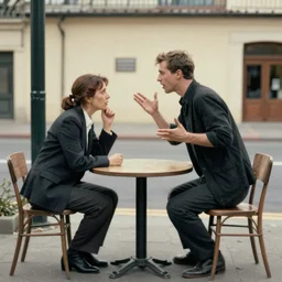 2 people arguing , in the style of Edward Hopper