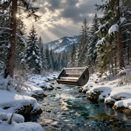 a brilliant lush winter landscape pendulum freshwasser, in the style of james gurney, by rhads