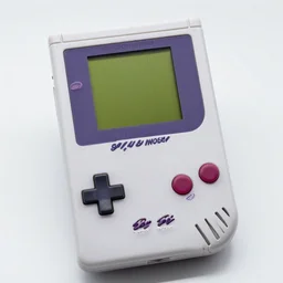 photo of a gameboy with game on the screen, product shot, hdr sharp and detailed