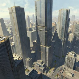 A professional digital painting of a far-future city, haphazard corrugated metal skyscrapers, by Greg Rutkowski and James Gurney, trending on Artstation
