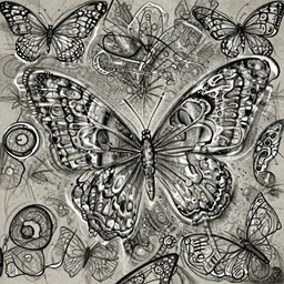 realism tattoo design sketch of a butterfly, in the style of Da Ink