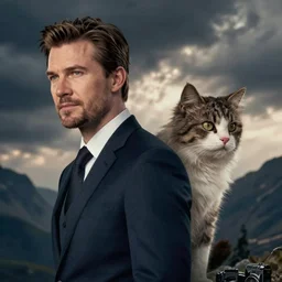 a combination of chris evans and a cat