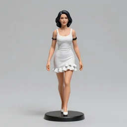 Product Introduction Photos, 4K, Full body, 80mm resin detailed miniature of an attractive mature lady in White and short ruffled skirt
