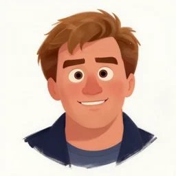 character design, matt damon in disney animated tv show, 9 0's, by disney, 2 d concept art head macro shot